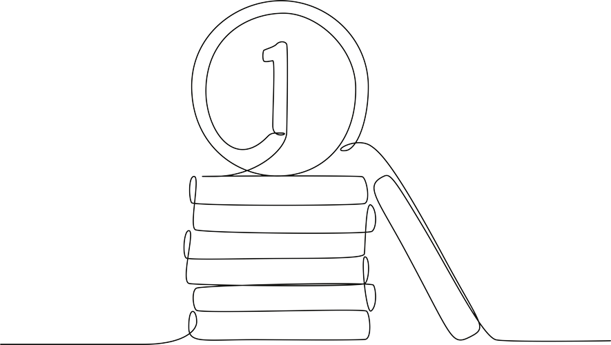 Line Art Drawing of Money